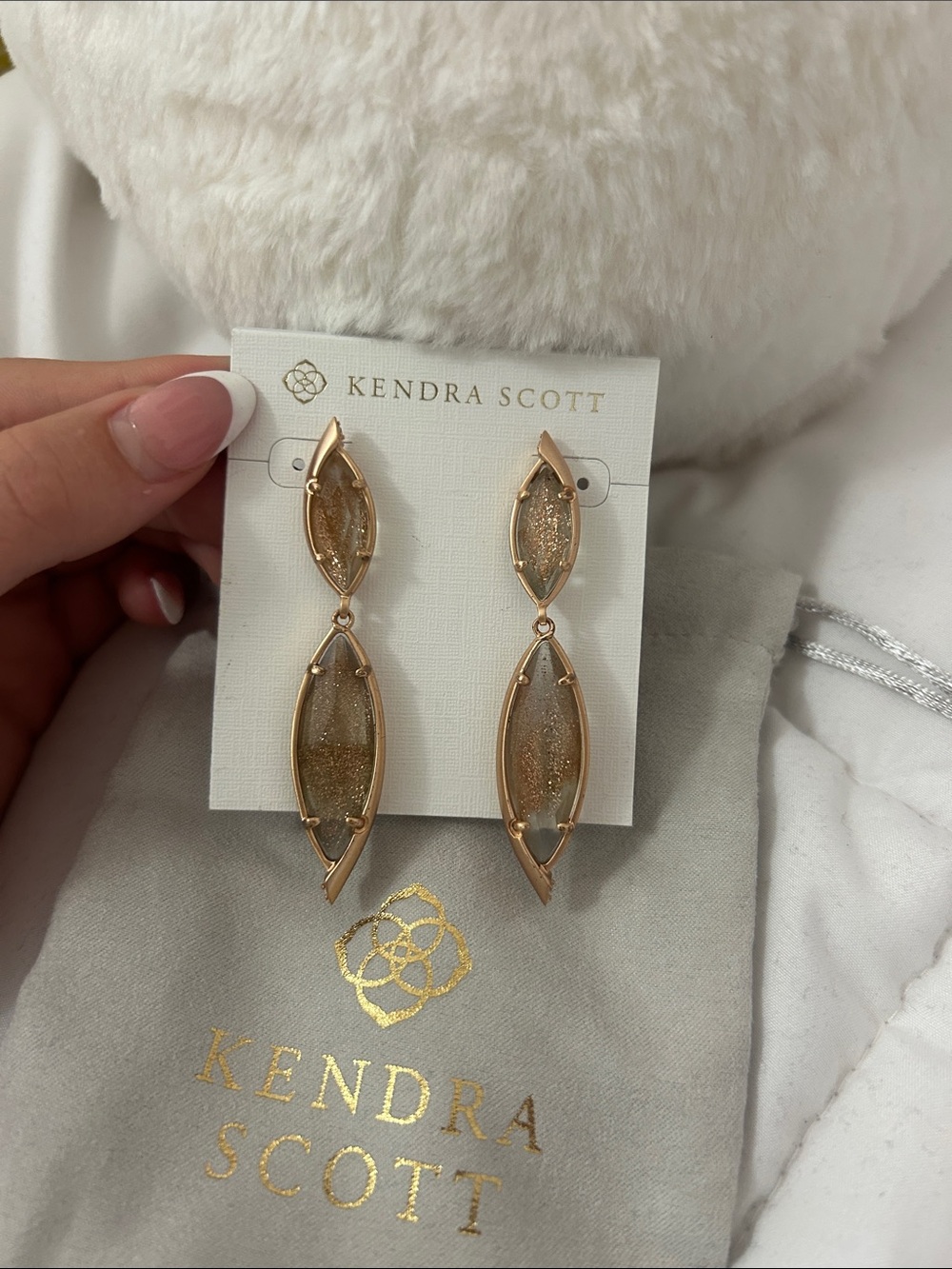 Kendra Scott Marlowe Gold Drusy Double Drop Earrings